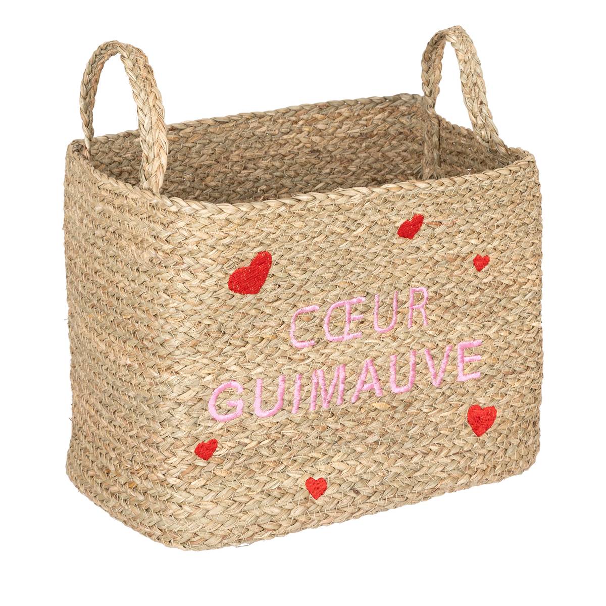 Set of 3 Children's Baskets "Neree" Heart pattern, L.28/33/38 cm Beige