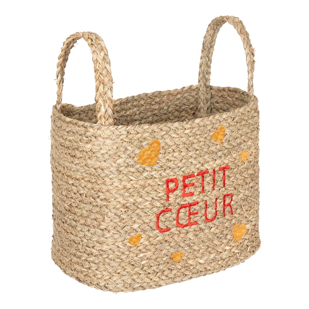 Set of 3 Children's Baskets "Neree" Heart pattern, L.28/33/38 cm Beige