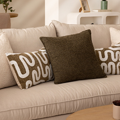 Boucle cushion "soana" khaki green, 45x45 cm