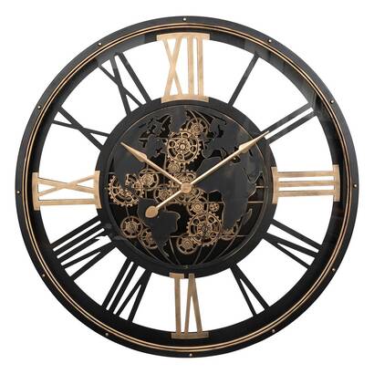 Mechanical clock "clark" black metal, d.110 cm