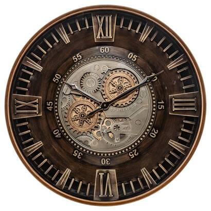 Mechanical clock "yoni" brown, d.59 cm