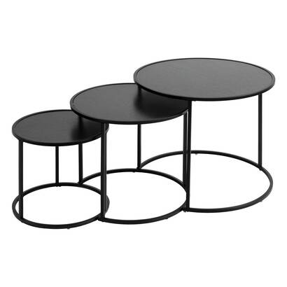 Set of 3 side tables "noan" black, l.54/45/35 cm