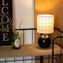 Ceramic Lamp "Tim&eacute;o" Black pattern, H.25 cm Black and white