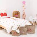 Set of 3 Children's Baskets "Neree" Heart pattern, L.28/33/38 cm Beige