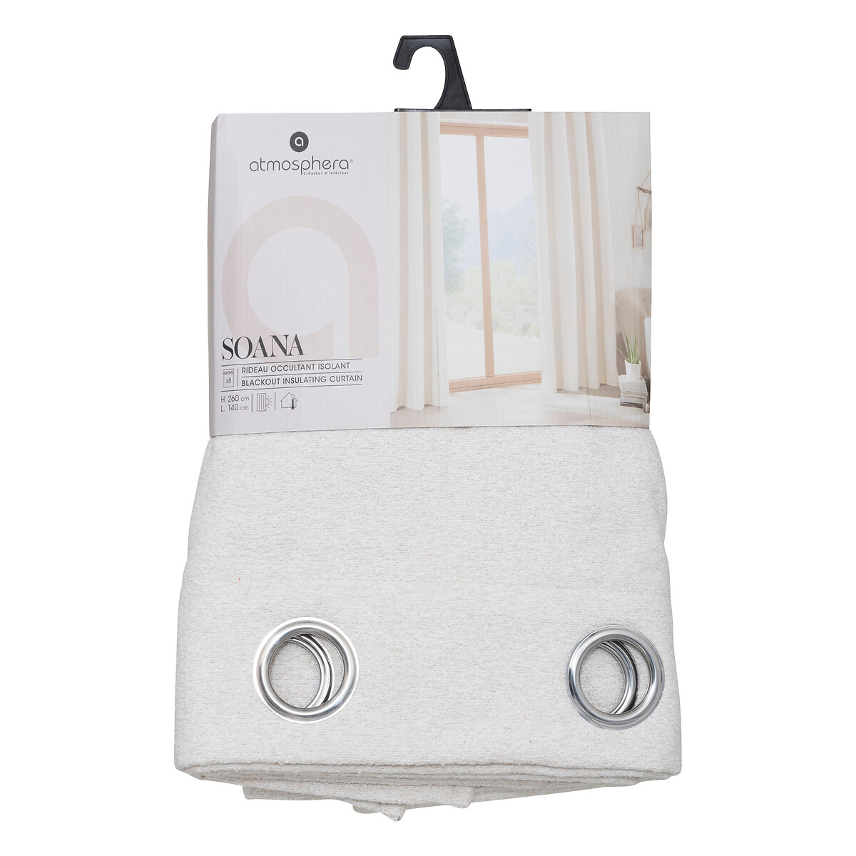 Blackout/Insulating Curtain 'Soana' Ivory white, 140x260 cm Ivory white