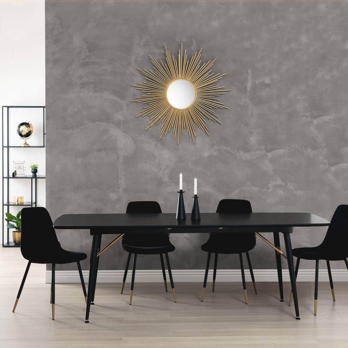 Extendable Dining Table "Aubrey" Black, 180x220 cm Black
