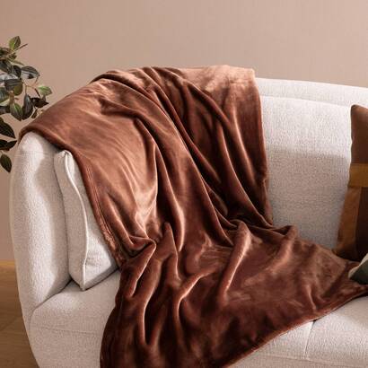 Flannel throw "cuddly" brown, 180x230 cm
