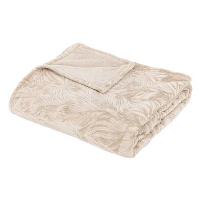 Flannel throw "ryo" beige, 180x230 cm