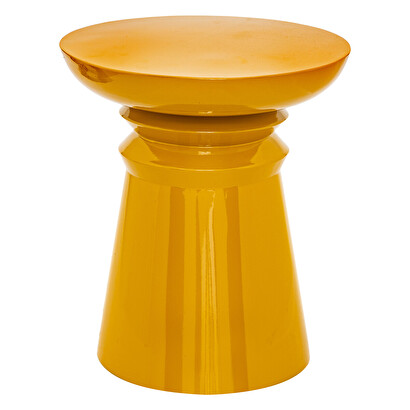 Side table totem "jaya" mustard yellow metal, d.38 cm