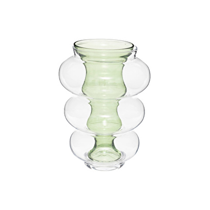 "double" vase atmosphera x matali crasset glass, green, h.36 cm