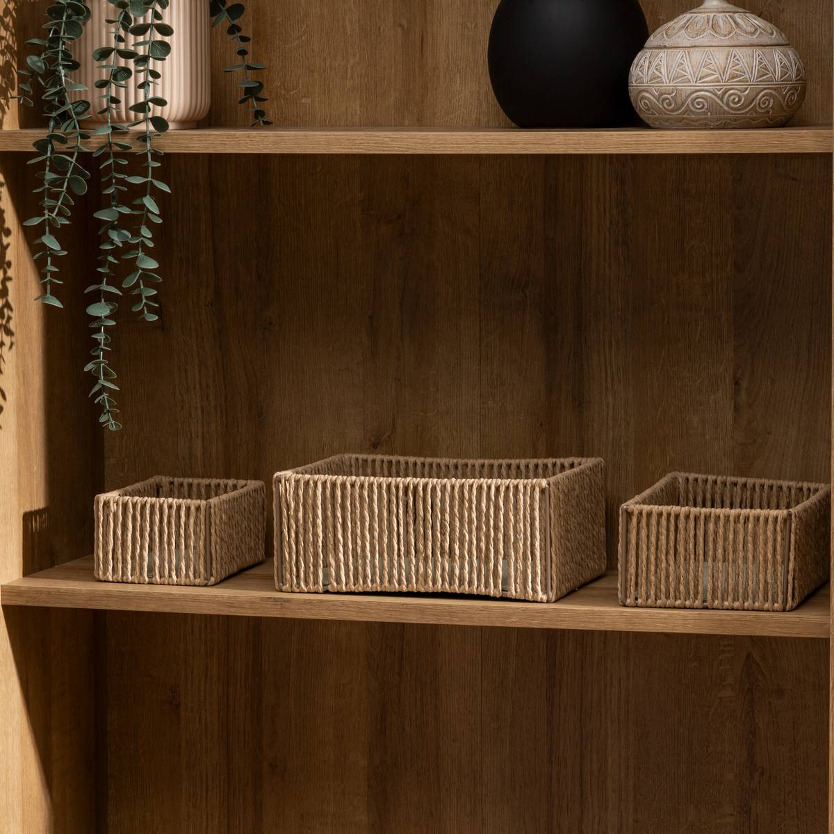 Set of 3 Baskets "Ali" Beige, H.11/9/8 cm Beige