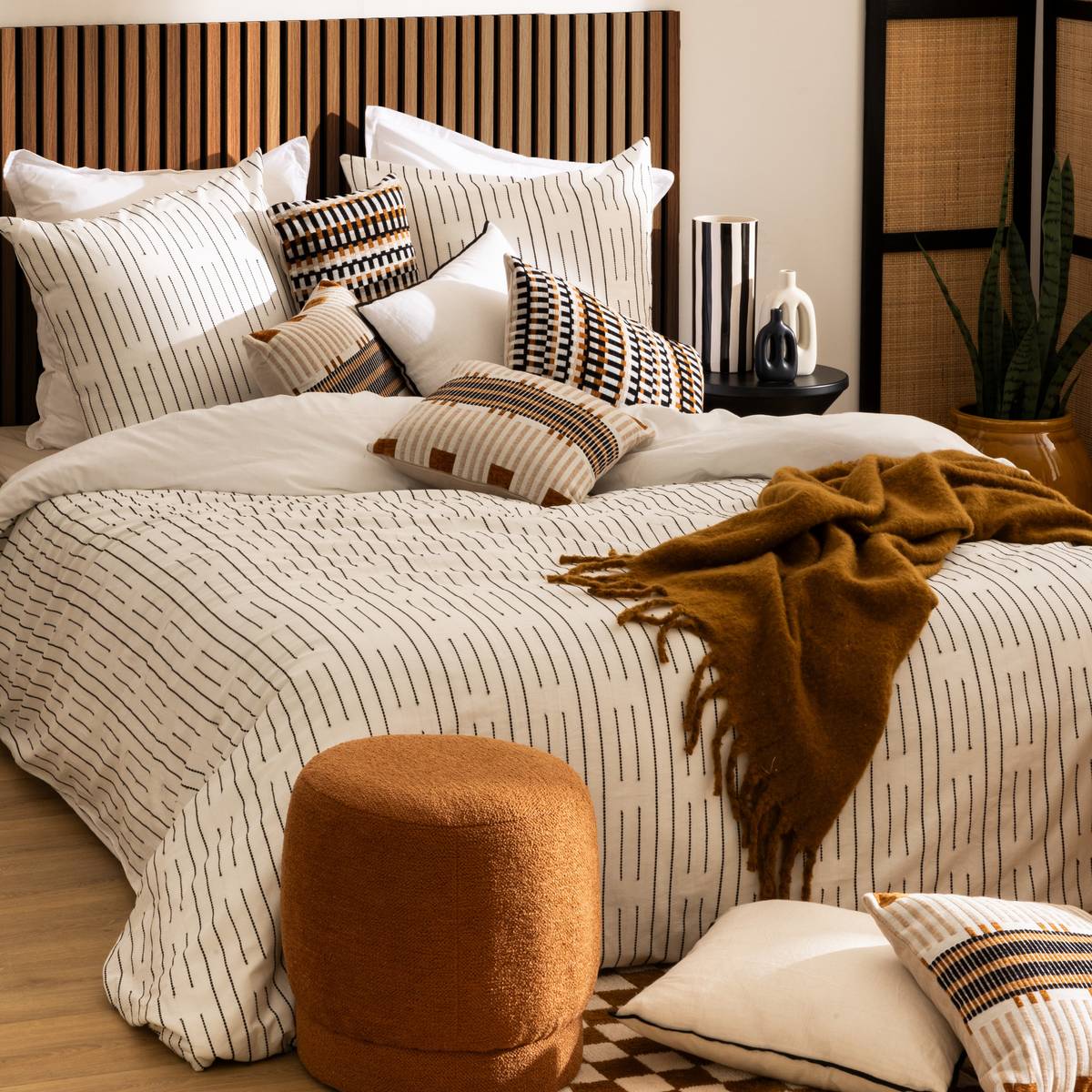Cushion "Jangwa" Jacquard, Linen, 40x40 cm Linen beige