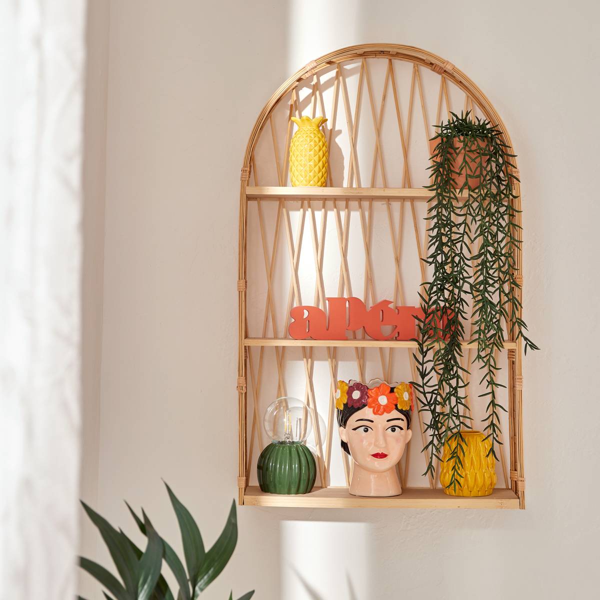 Wall Shelf "Anahi" Bamboo, Beige, 74x45 cm Beige