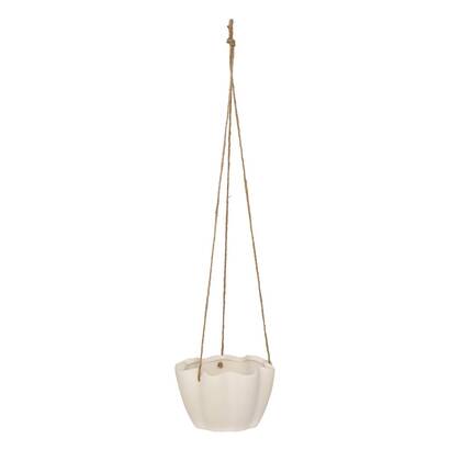 Hanging flower pot "wild" ceramic, white, h.17 cm