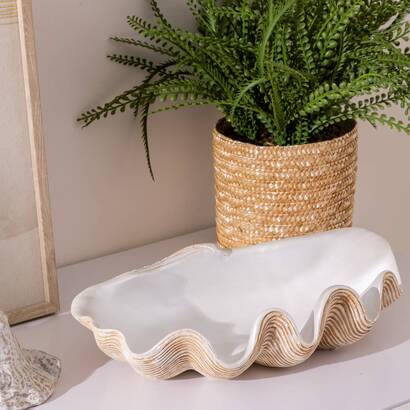Bowl "oceane" resin, warm white, l. 36 cm