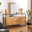 Buffet 2 Doors "Aldea" Metal and wood, Beige, 140x80 cm Beige