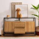 Buffet 2 Doors "Aldea" Metal and wood, Beige, 140x80 cm Beige