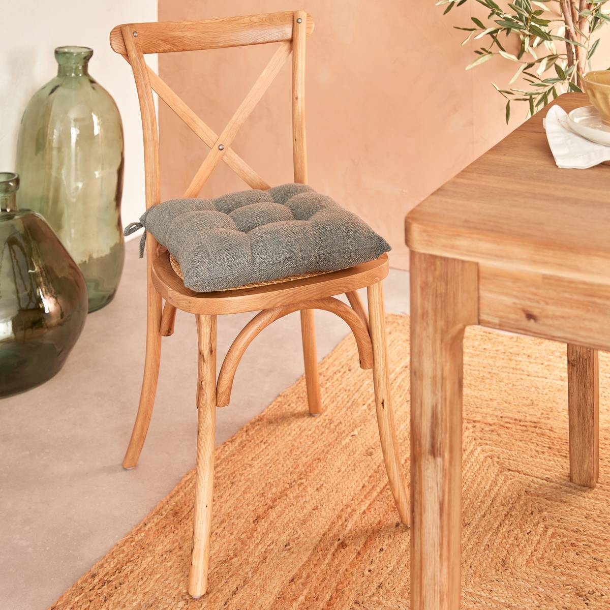 Chair pad "Clem" Dark Green, 38x38 cm Dark green
