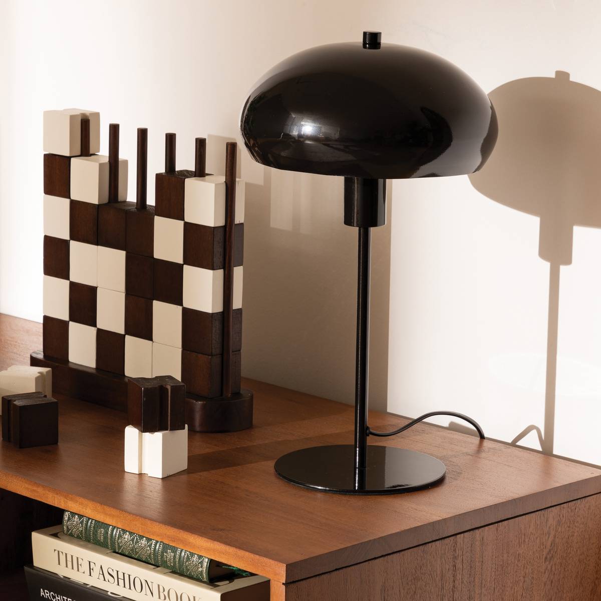 Mushroom Table Lamp "Savio" Black, H. 38 cm Black
