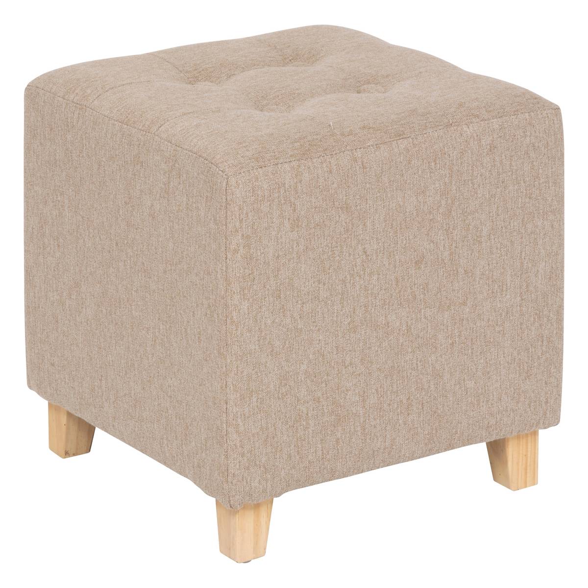 Pouf "Léandre" Pine, Beige, 35x35x35 cm Beige