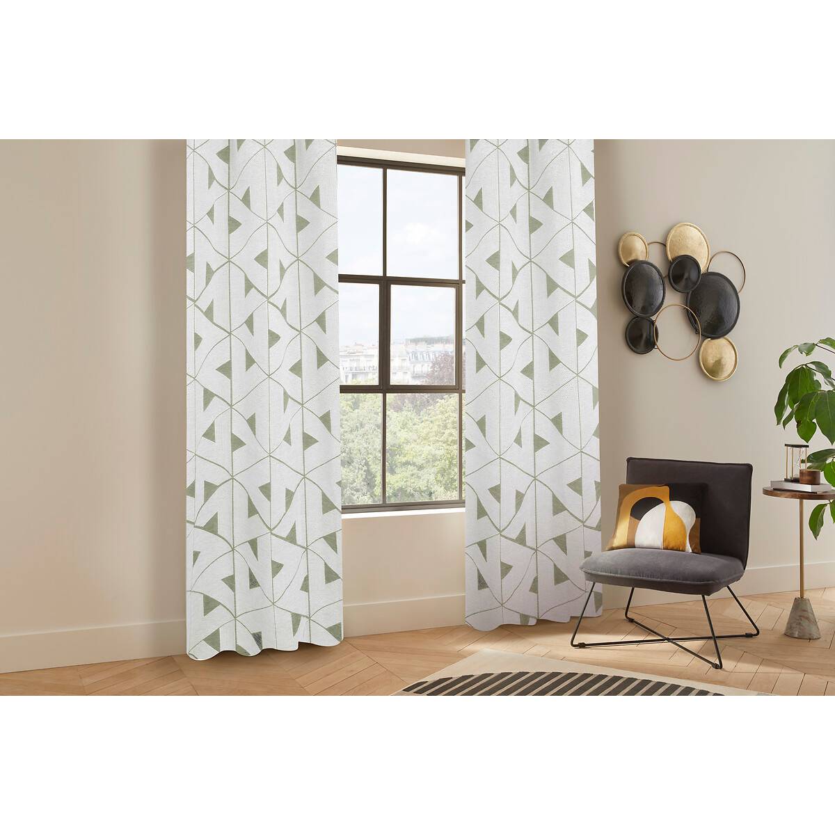 Curtain "Maloe" Jacquard, Khaki Green, 140x260 cm Khaki green