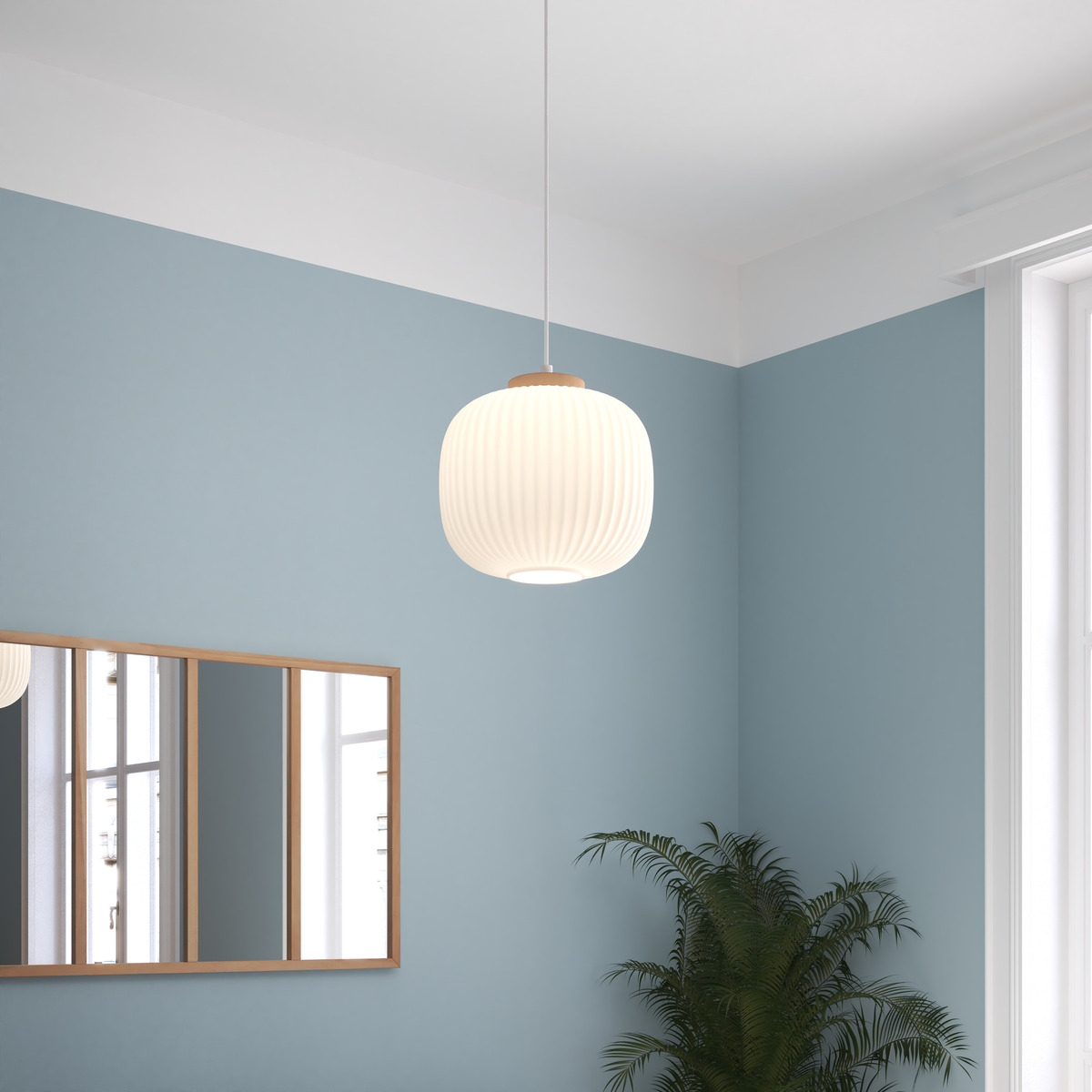 Glass Pendant Light "Travis" White, D. 25 cm White