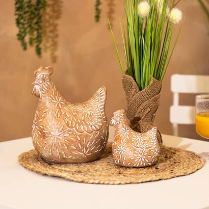 Chicken figurine "linda" beige, h.20 cm