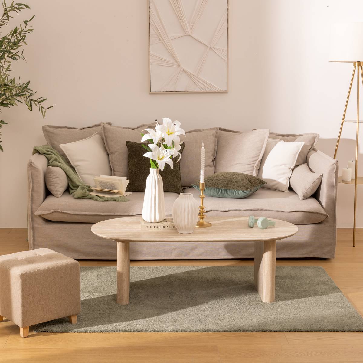 Coffee Table "Anaya" Beige, 120x60x40 cm Beige