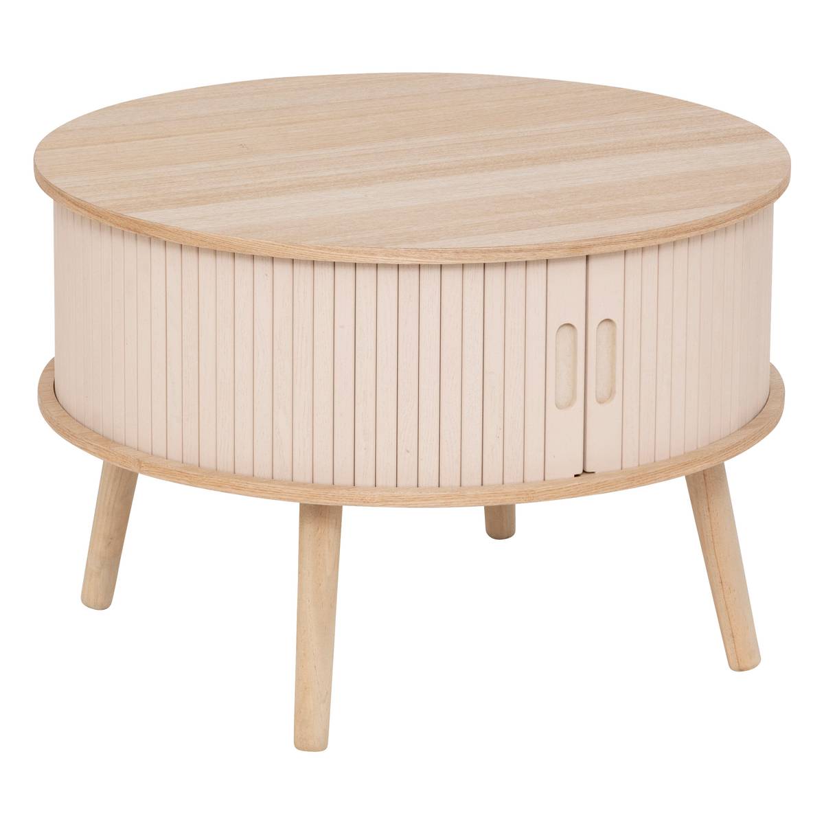 Coffee table with 2 doors "Nysos" Cream, 60x60x40.7 cm Cream