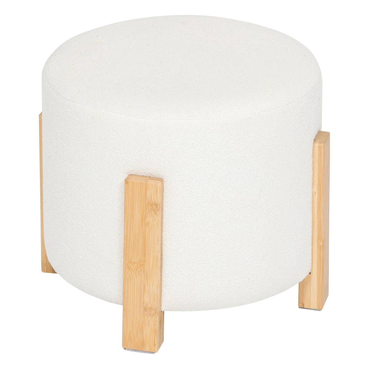Stool "Bansa" Loop, Bamboo, White, D.37.5x32 cm White