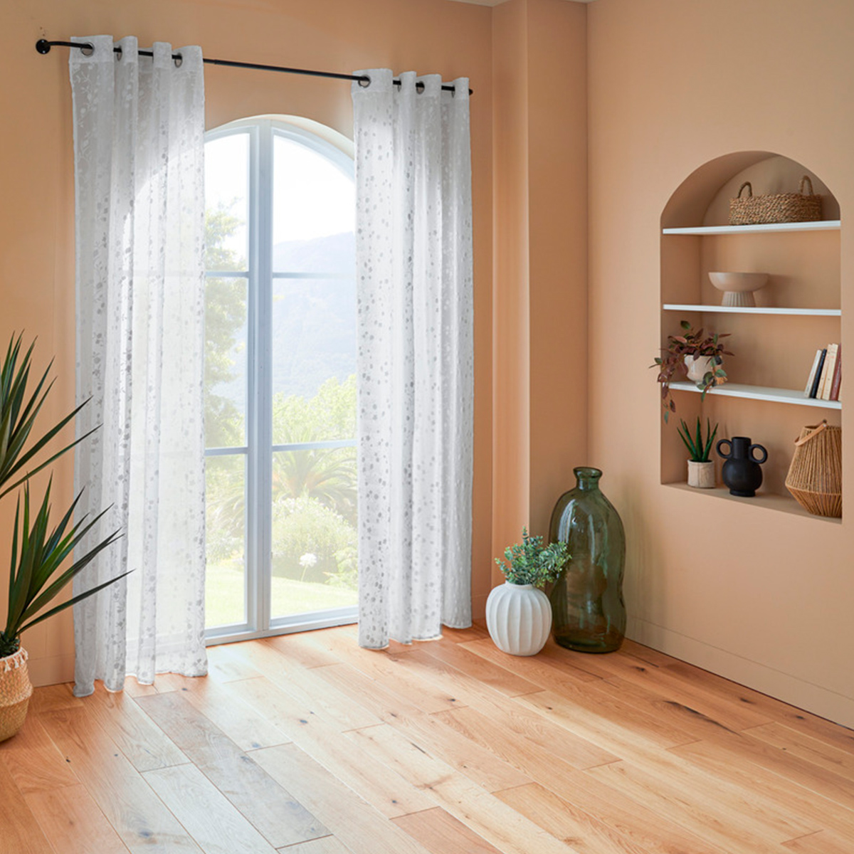 Abstract-pattern sheer curtain "Lazi" White, 140x240 cm White 3