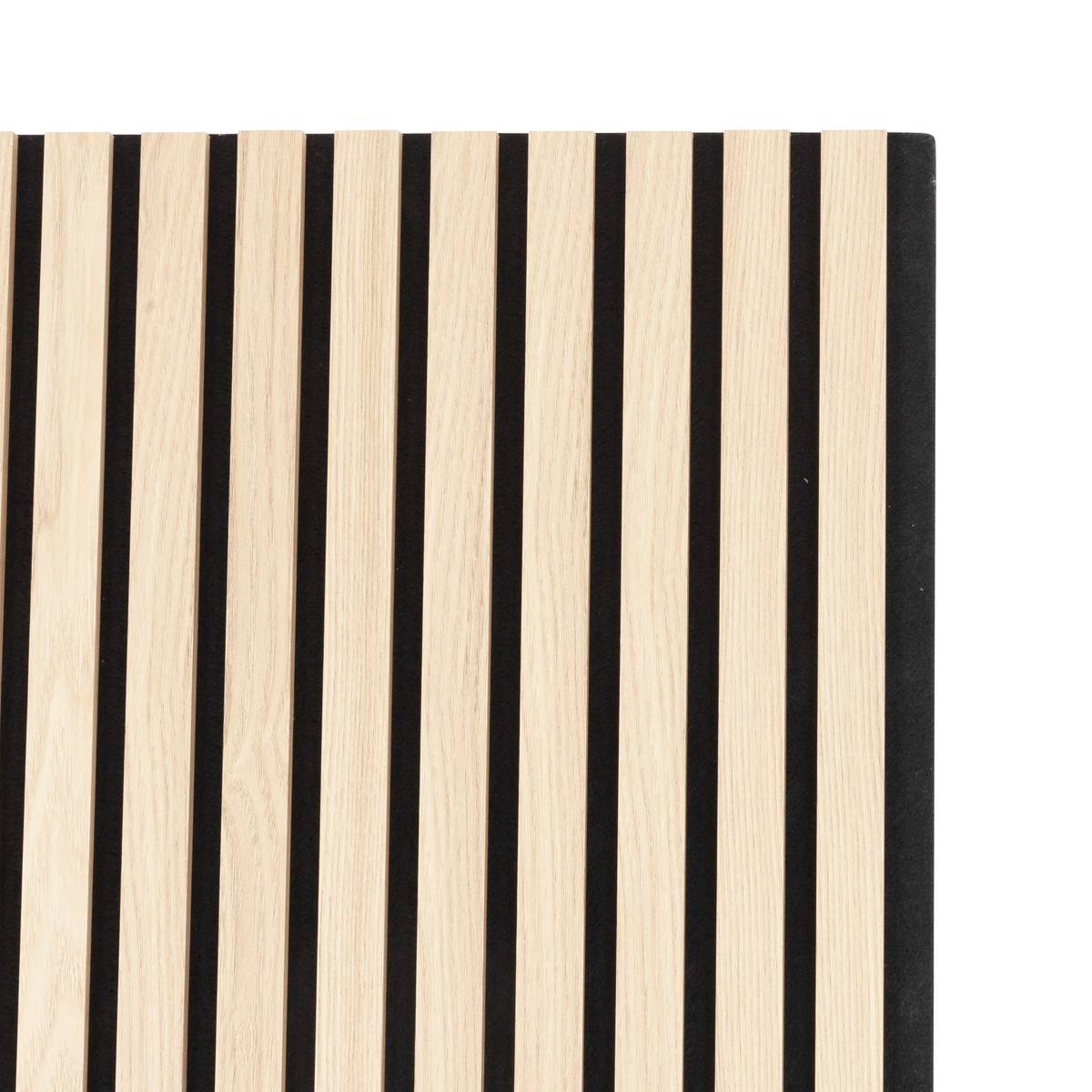 Decorative wood slat panel "Colva" Light oak effect, black background, 240x60 cm Light oak effect / Black background