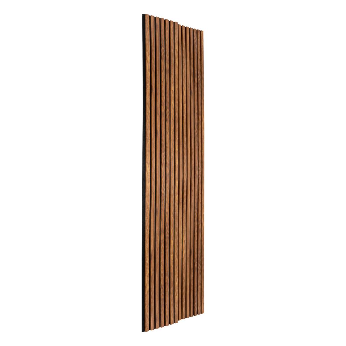 Decorative wood slat panel "Colva" Walnut effect, black background, 240x60 cm Walnut effect / Black background