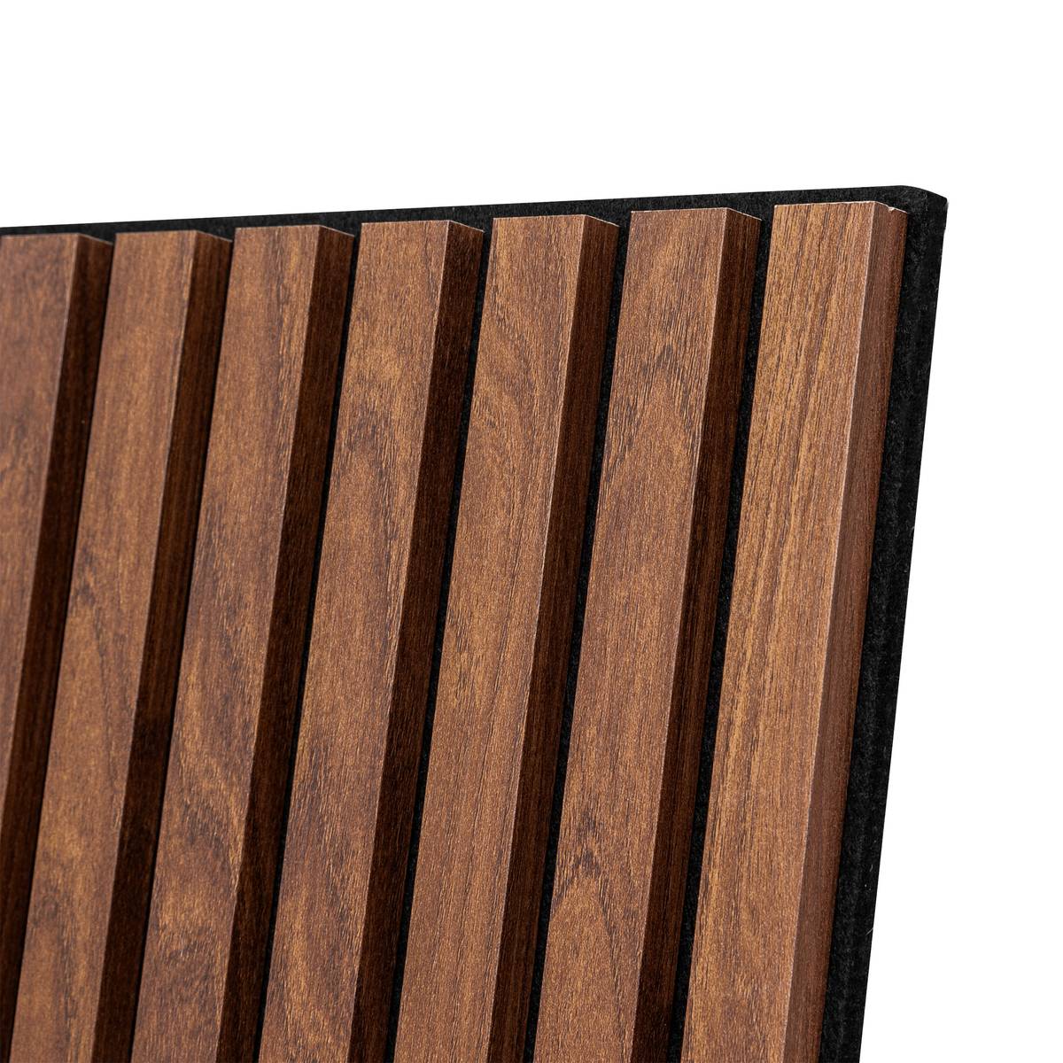 Decorative wood slat panel "Colva" Walnut effect, black background, 60x60 cm Walnut effect / Black background