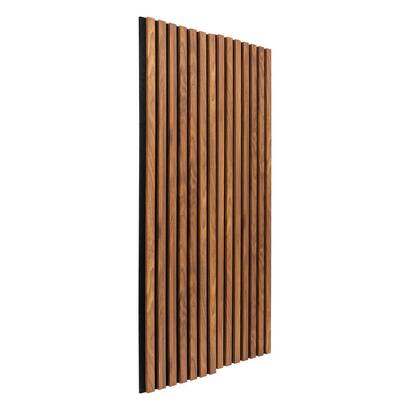 Decorative wood slat panel "colva" walnut effect, black background, 120x60 cm