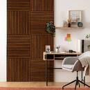 Decorative wood slat panel "Colva" Walnut effect, black background, 60x60 cm Walnut effect / Black background