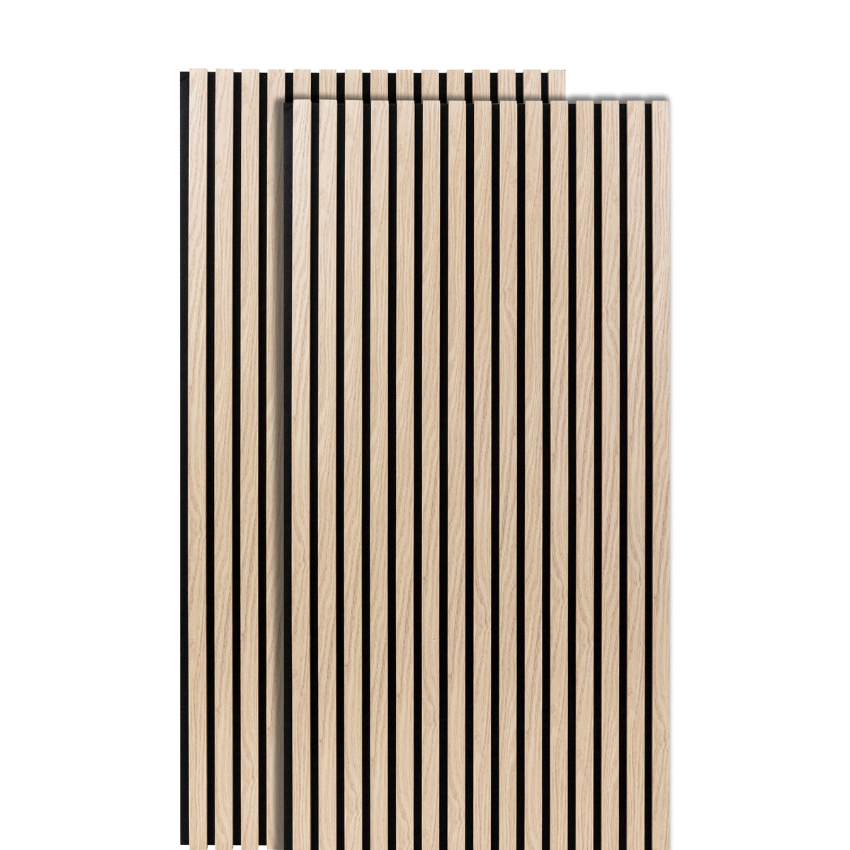 Set of 2 Colva decorative wood slat panels Light oak effect, black background, 120x60 cm Light oak effect / Black background
