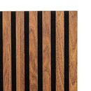 Set of 2 Colva decorative wood slat panels Walnut effect, black background, 240x60 cm Walnut effect / Black background