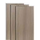 Set of 3 Colva decorative wood slat panels Light oak effect, black background, 120x60 cm Light oak effect / Black background