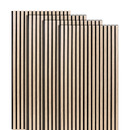 Set of 4 Colva decorative wood slat panels Light oak effect, black background, 120x60 cm Light oak effect / Black background