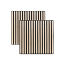 Set of 2 Colva decorative wood slat panels Light oak effect, black background, 60x60 cm Light oak effect / Black background