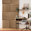 Set of 3 Colva decorative wood slat panels Light oak effect, black background, 60x60 cm Light oak effect / Black background