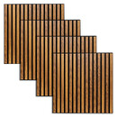 Set of 4 Colva decorative wood slat panels Walnut effect, black background, 60x60 cm Walnut effect / Black background