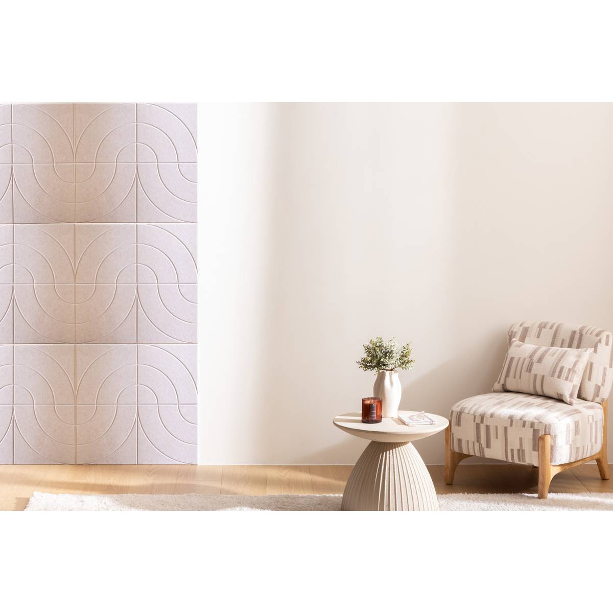 Juego de 4 paneles decorativos de pared "Fieltro" Gris, 30x30 cm Gris 2
