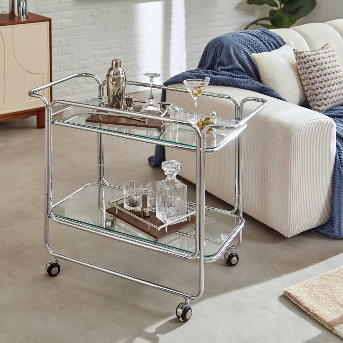 Carrito "Hornell" Plata, 92x40 cm Plata