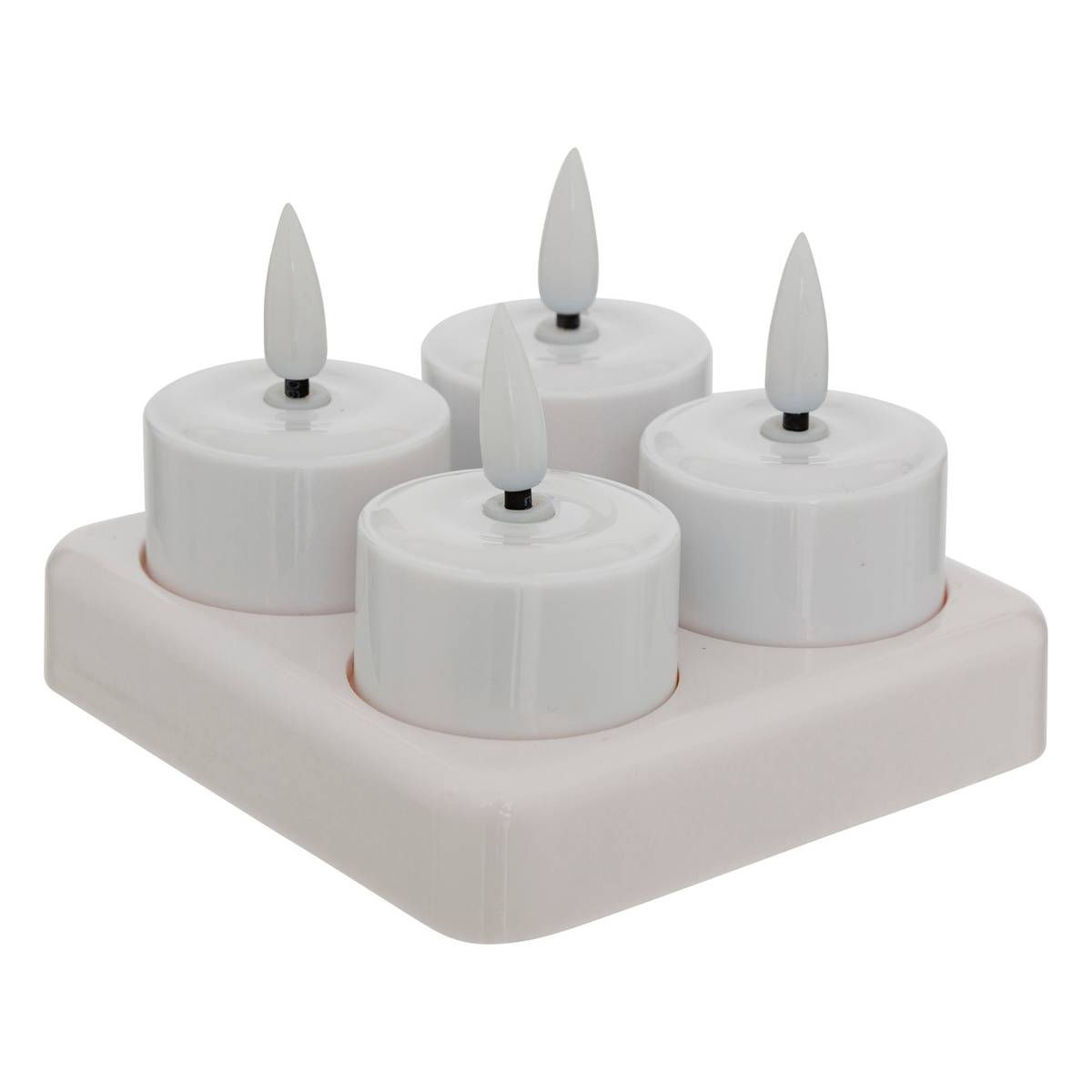 4 velas LED "Aitor" Blanco, 10,80 x 10,50 cm Blanco