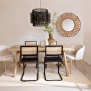 Ensemble table &agrave; manger extensible "Aeris" + 4 chaises "Slano" 1 table &agrave; manger extensible et 4 chaises blanches en bouclette Madera natural