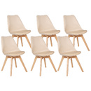 Lote de 6 sillas "Baya" Haya, beige Beige