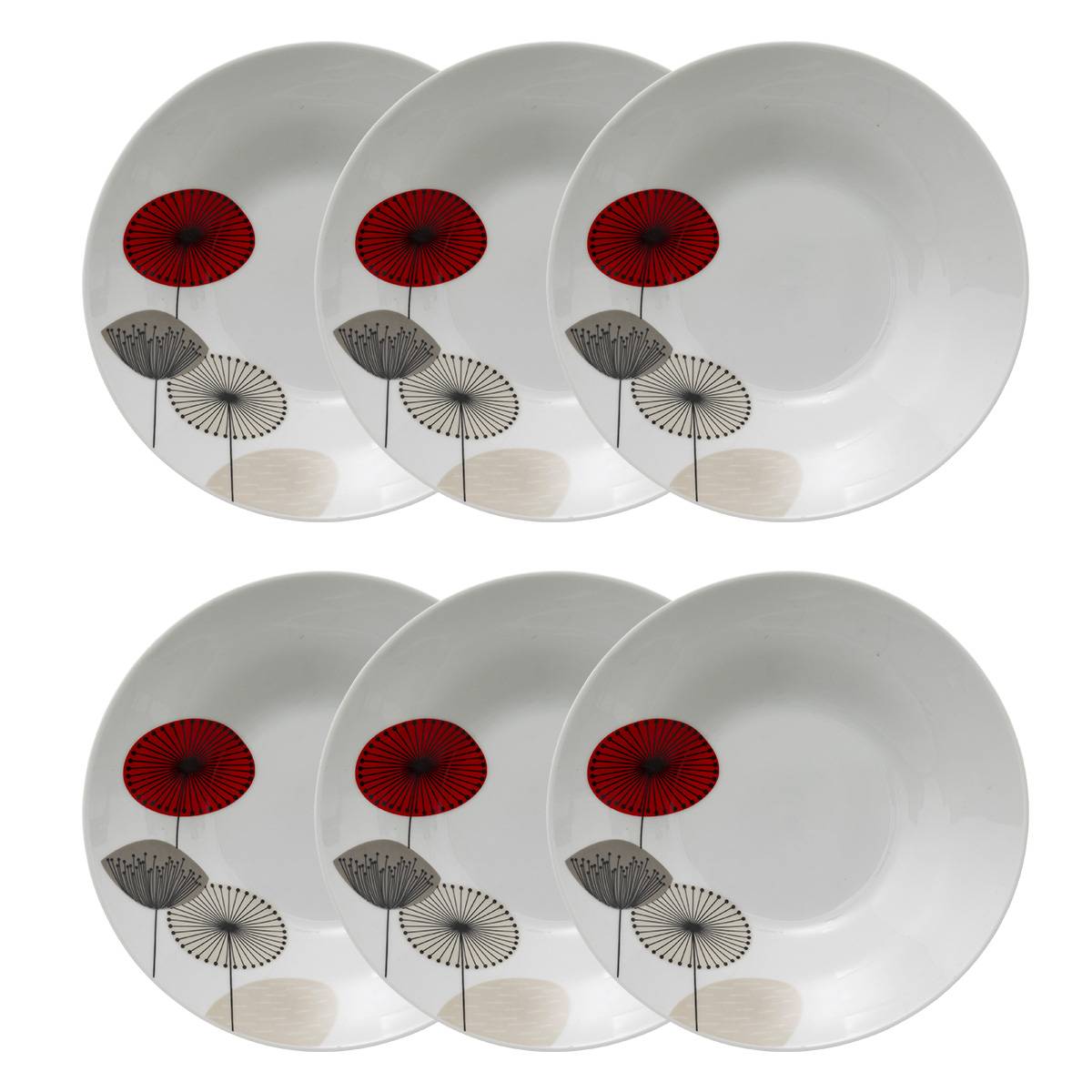 Lote de 6 platos hondos "Osara" D.20,5 cm, Blanco Blanco