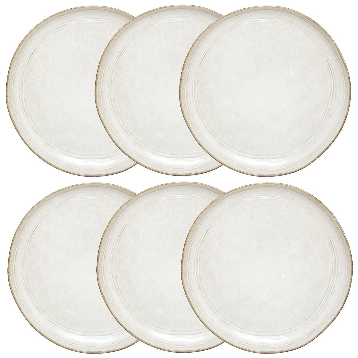 Juego de 6 platos de postre "Flower" D.21,1 cm, Gris Gris